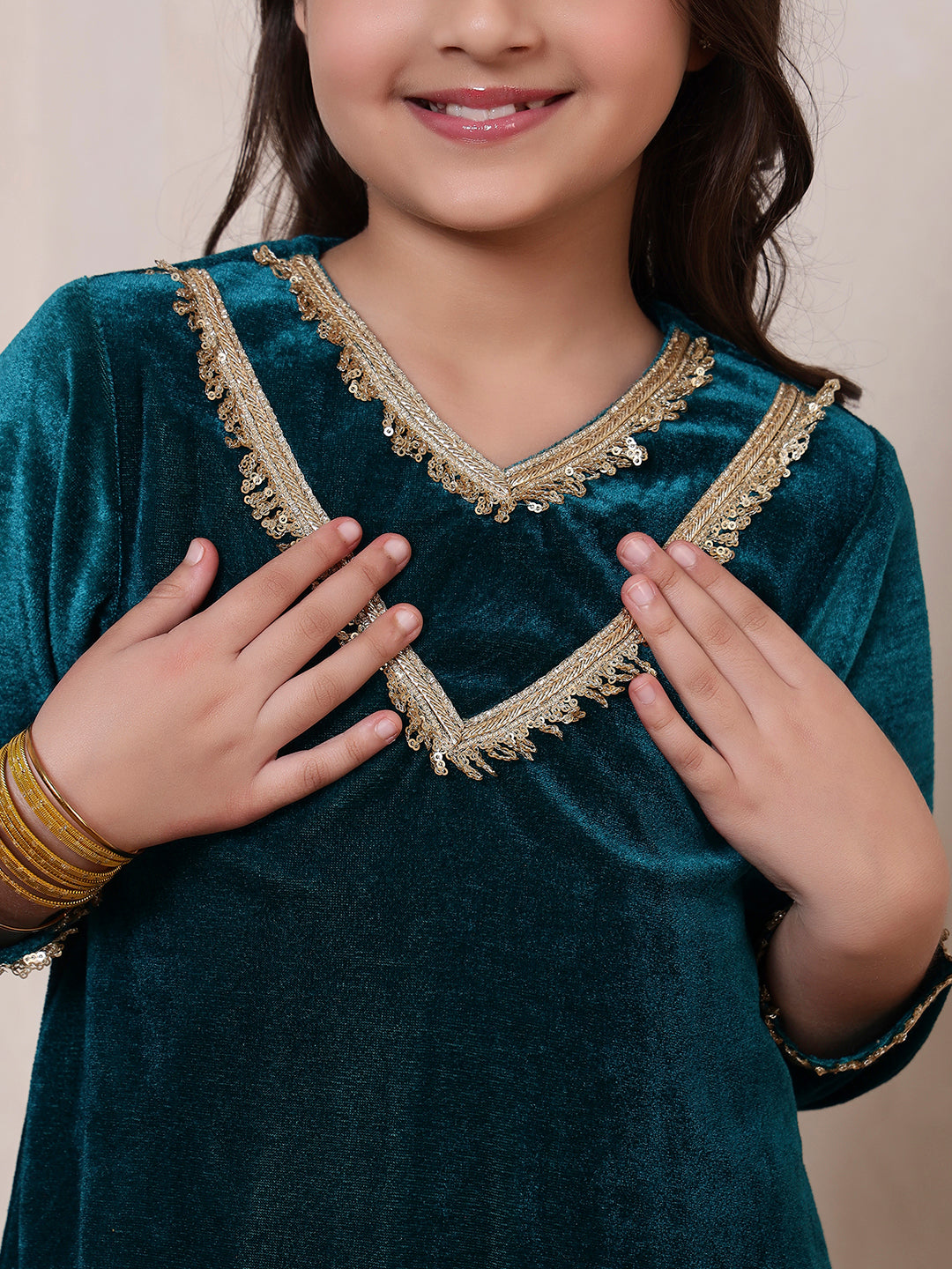 Velvet Rama Green 3 Piece Co-ord Set