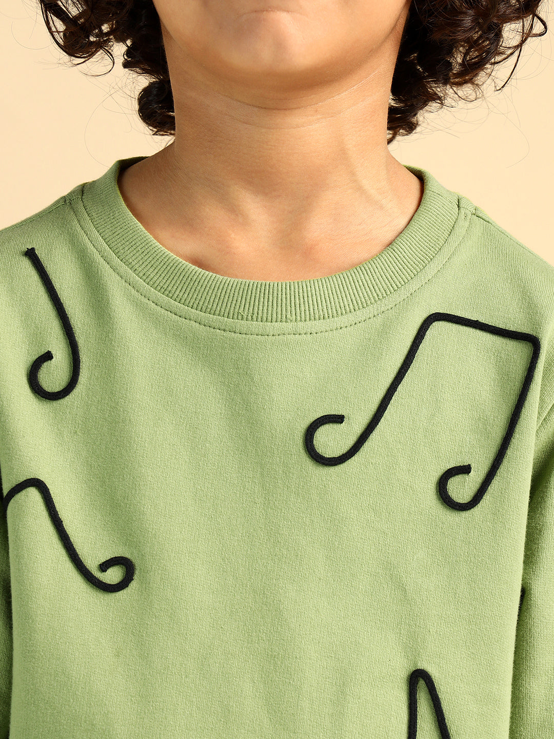 Pure Cotton Green Embroidered Boys Co-Ord Set