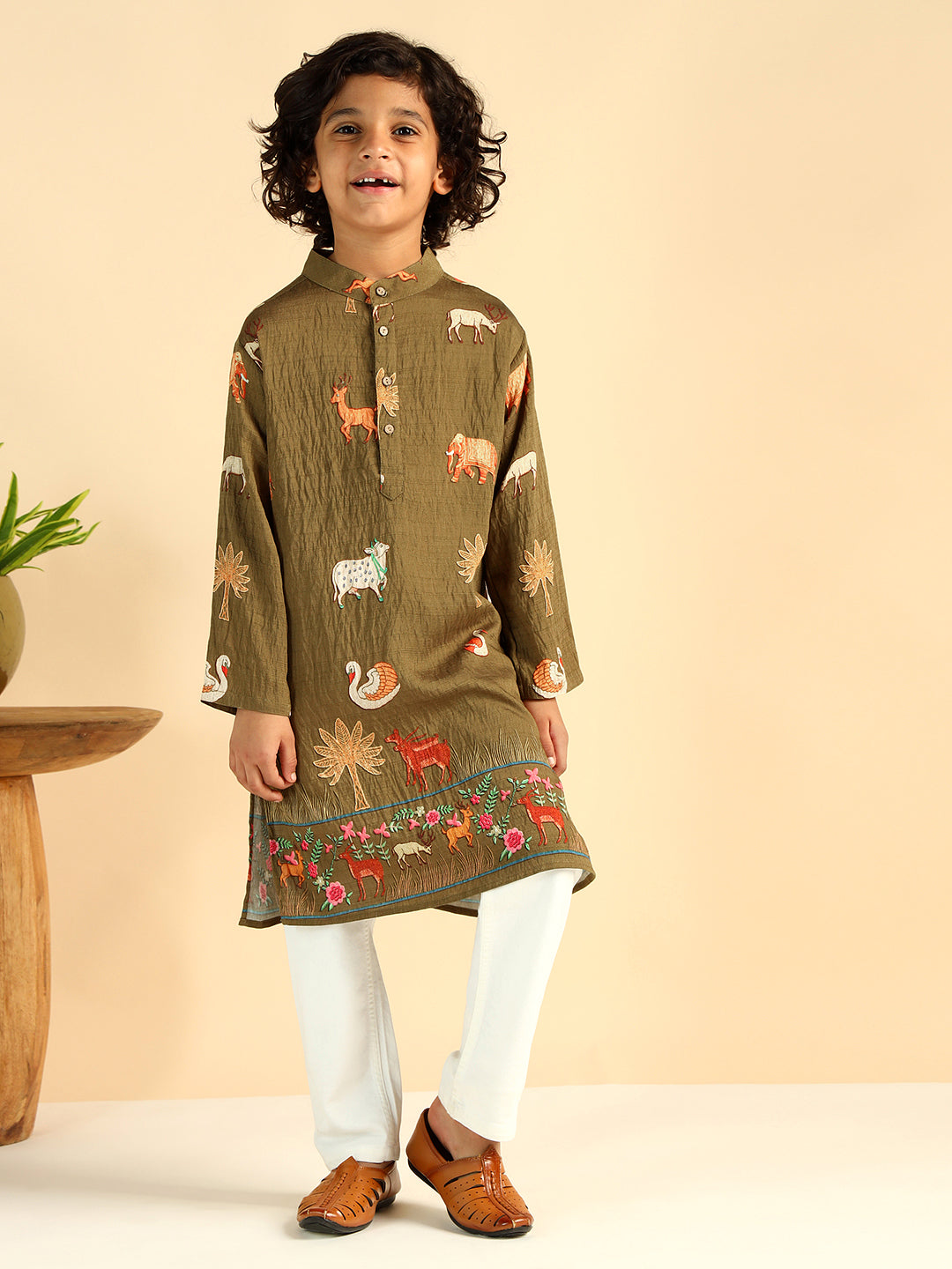 Animal Print Kurta For Boys