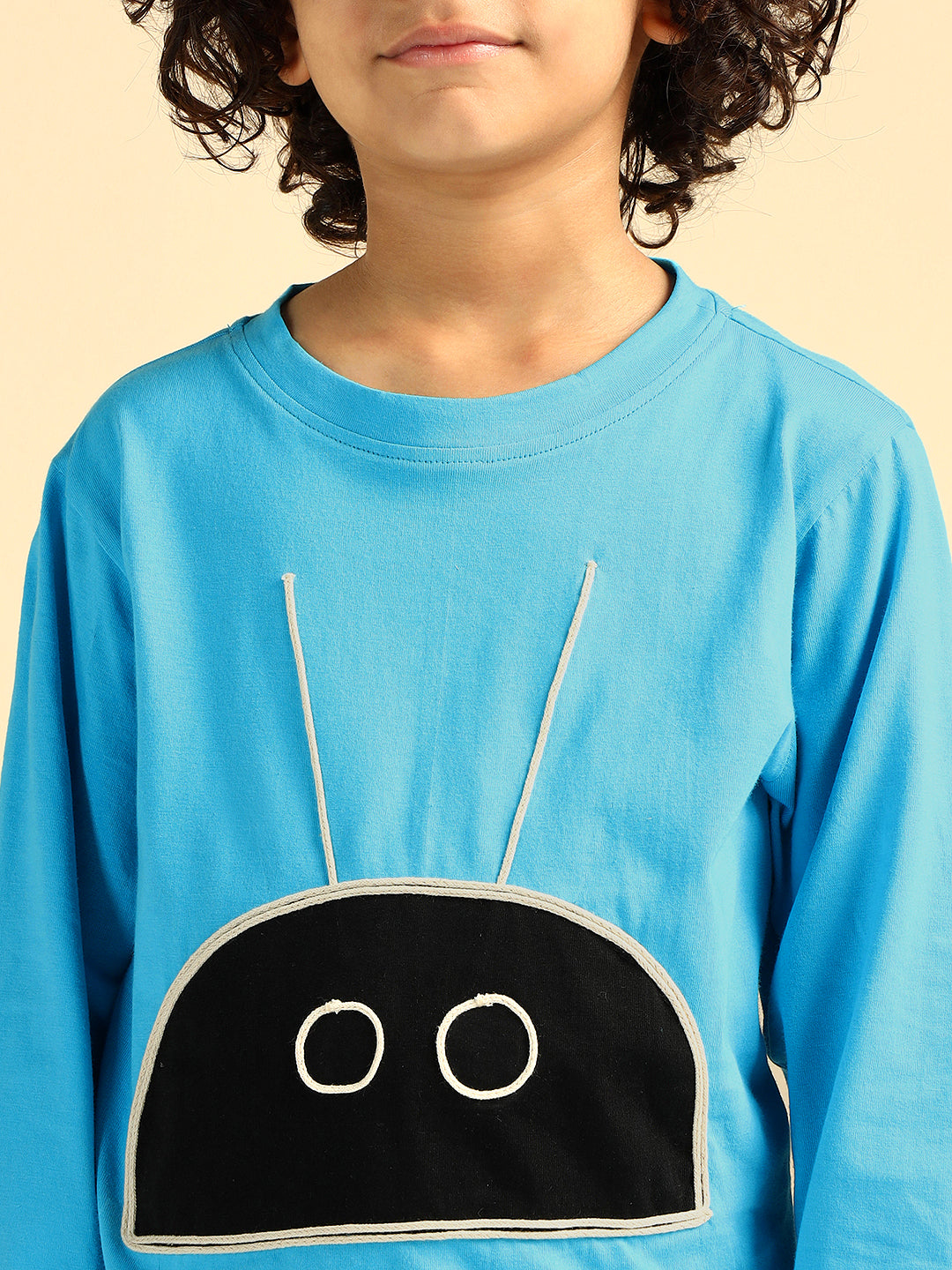 Blue Pure Cotton Embroidered Boys Co-Ord Set