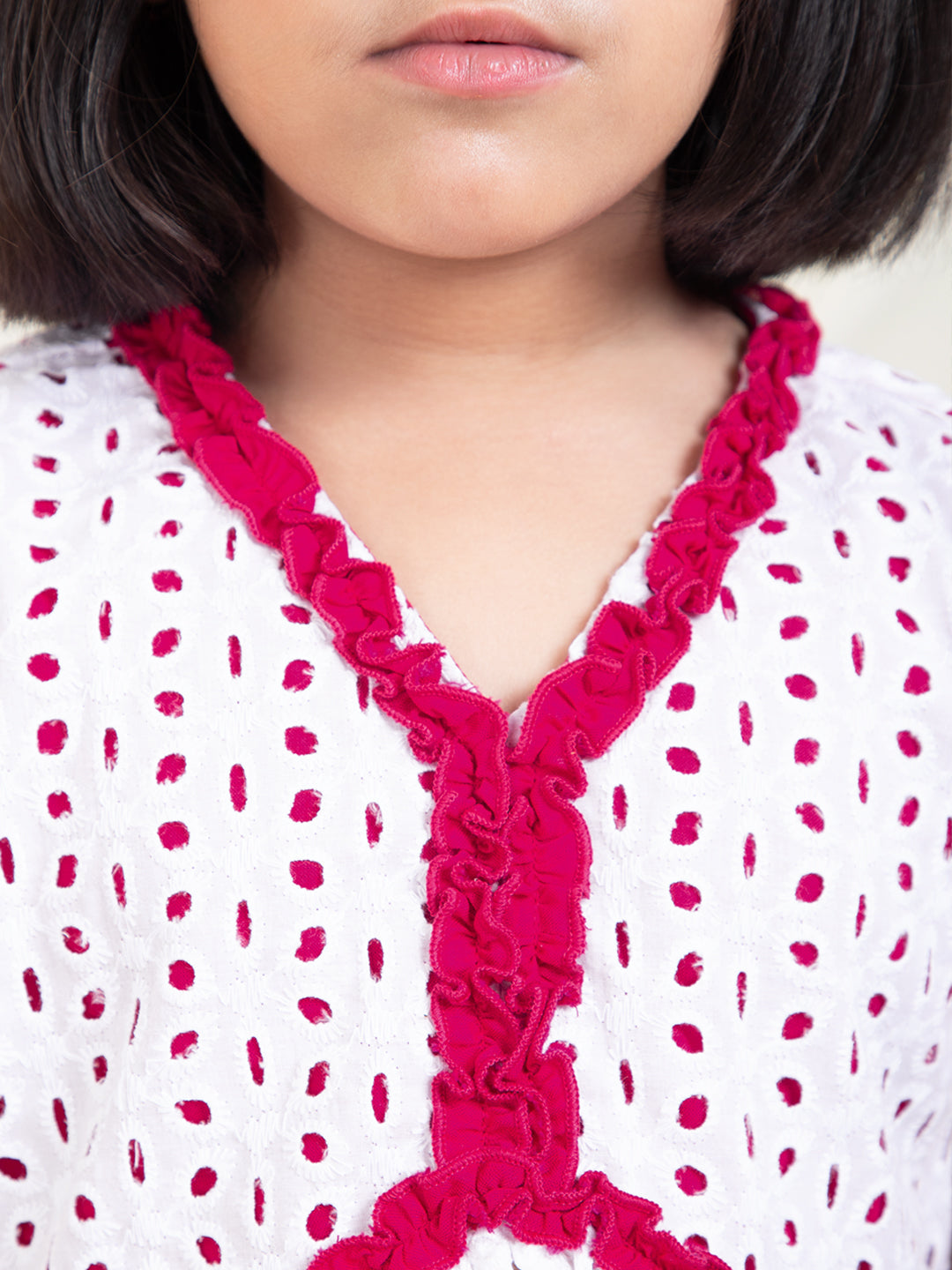 Embroidered Schiffli Peplum Top With Palazzo