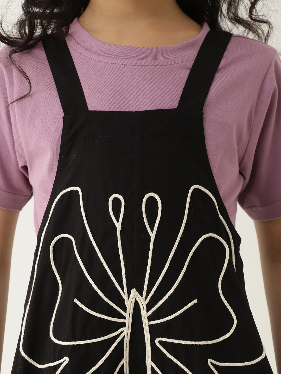 Black Pure Cotton Jumpsuit With Butterfly Motif (T-shirt not included)