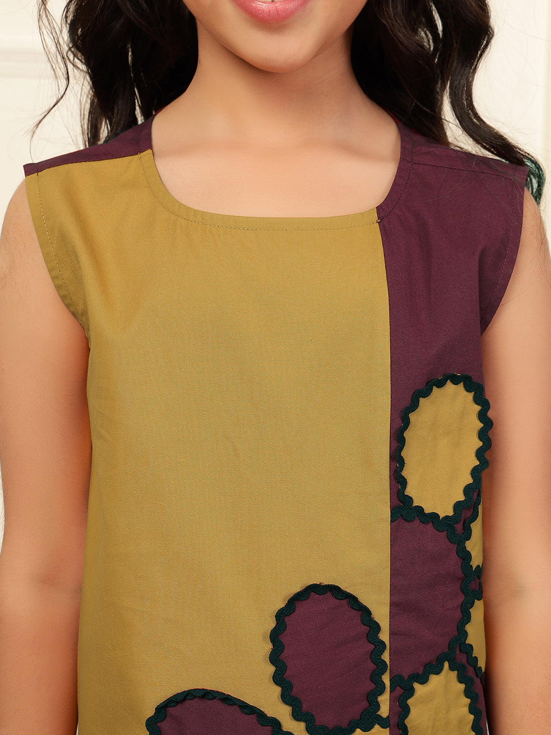 Mustard Yellow & Wine Fun Patch Dress