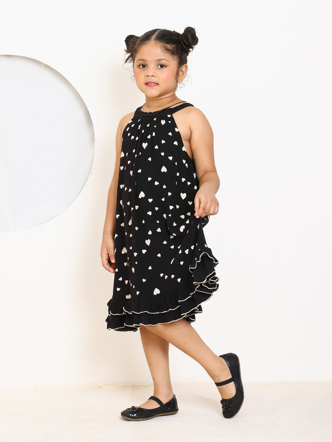 Heart Printed Rayon Dress