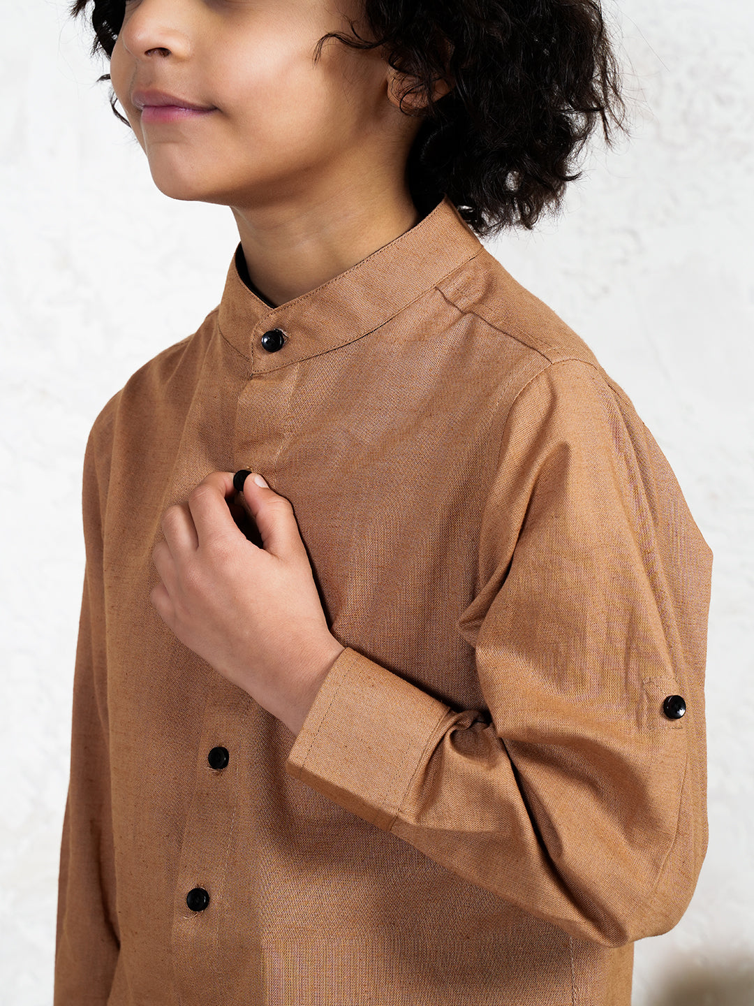 Beige Pure Cotton Flex Co-Ord Set For Boys