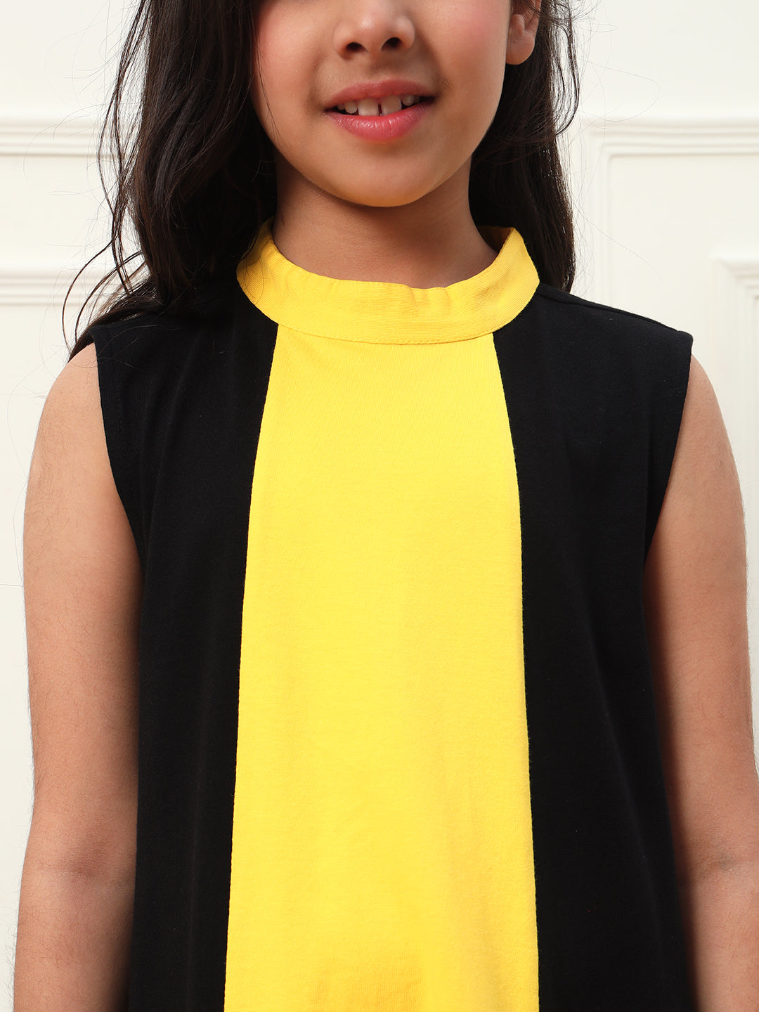 Big Yellow Stripe Knee Length Dress