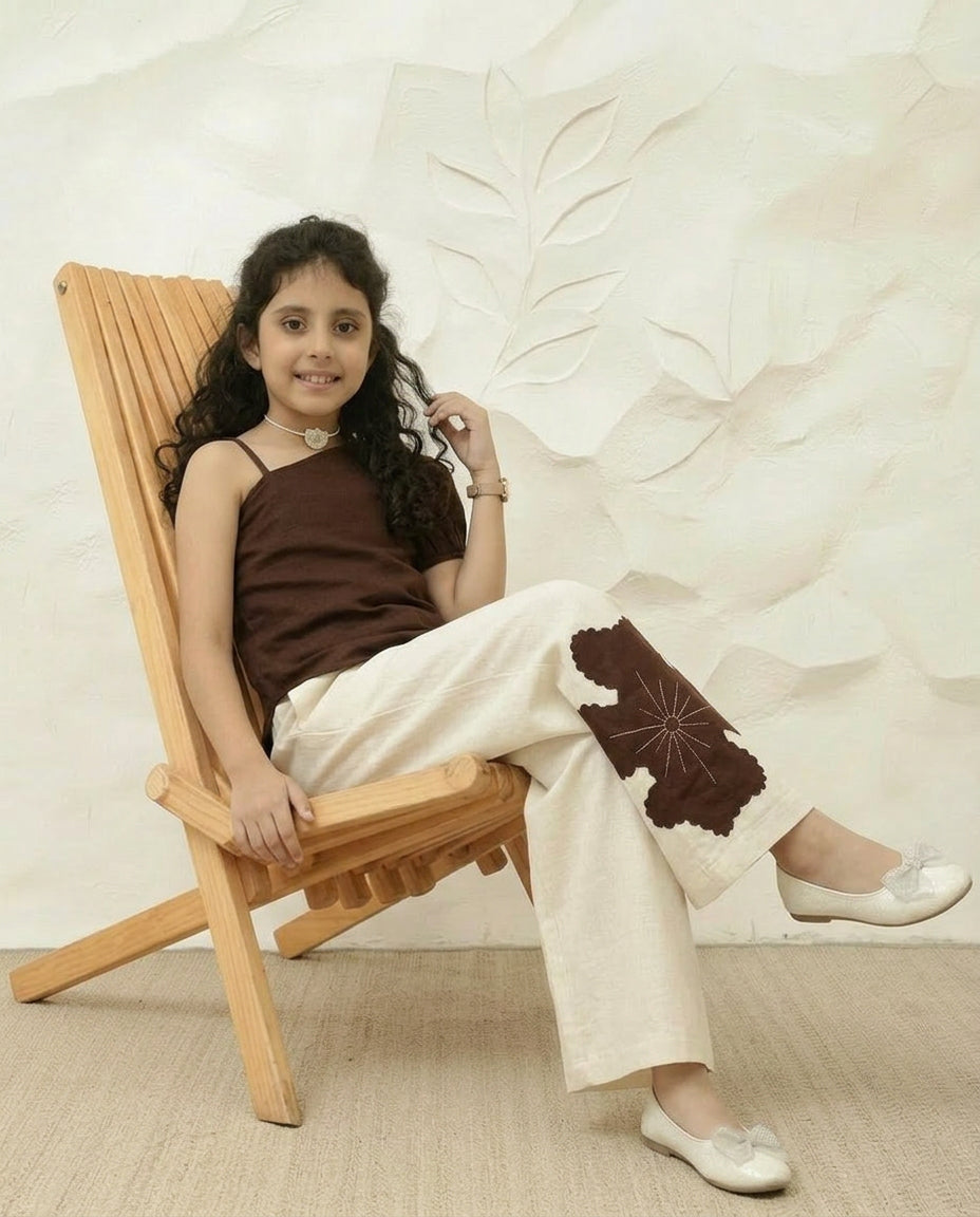one shoulder top with palazzo pant girl Co-ord sets