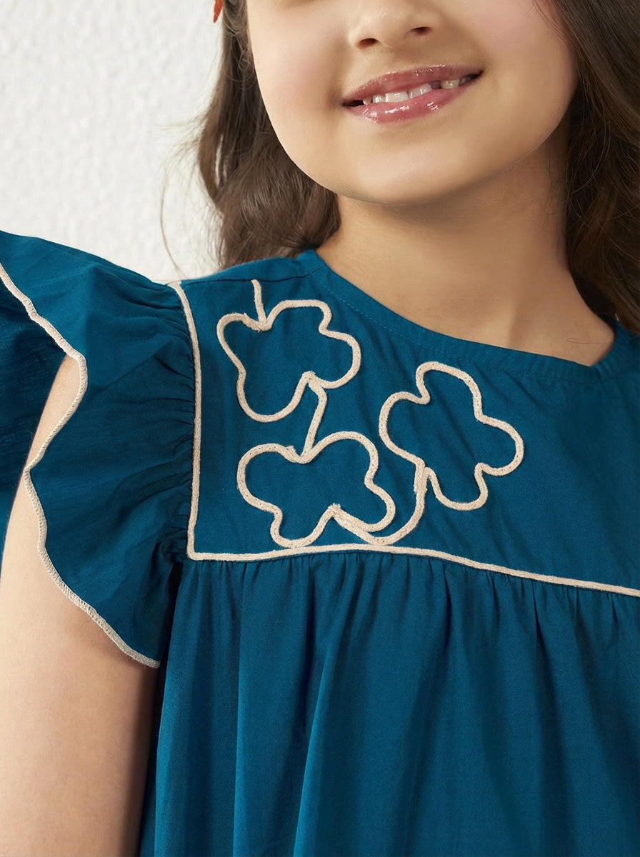 Embroidered Top With Pant Set