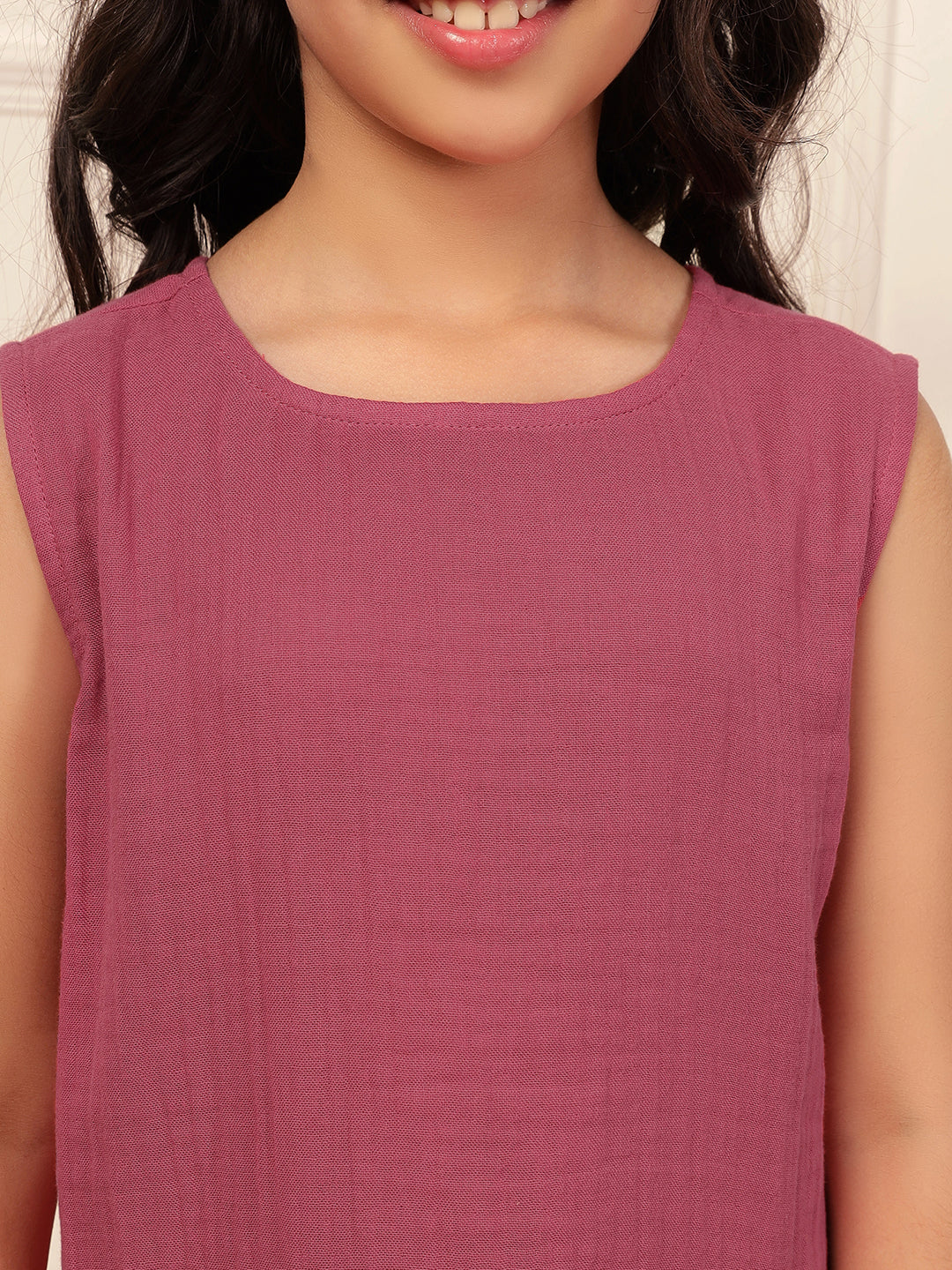 Playful Bunny Carrot Pink Cotton Gauze Dress