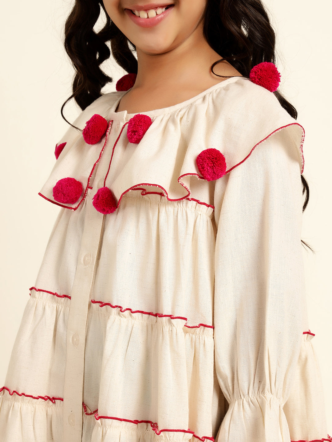 Pure Cotton Tiered Shirt Dress For Girl