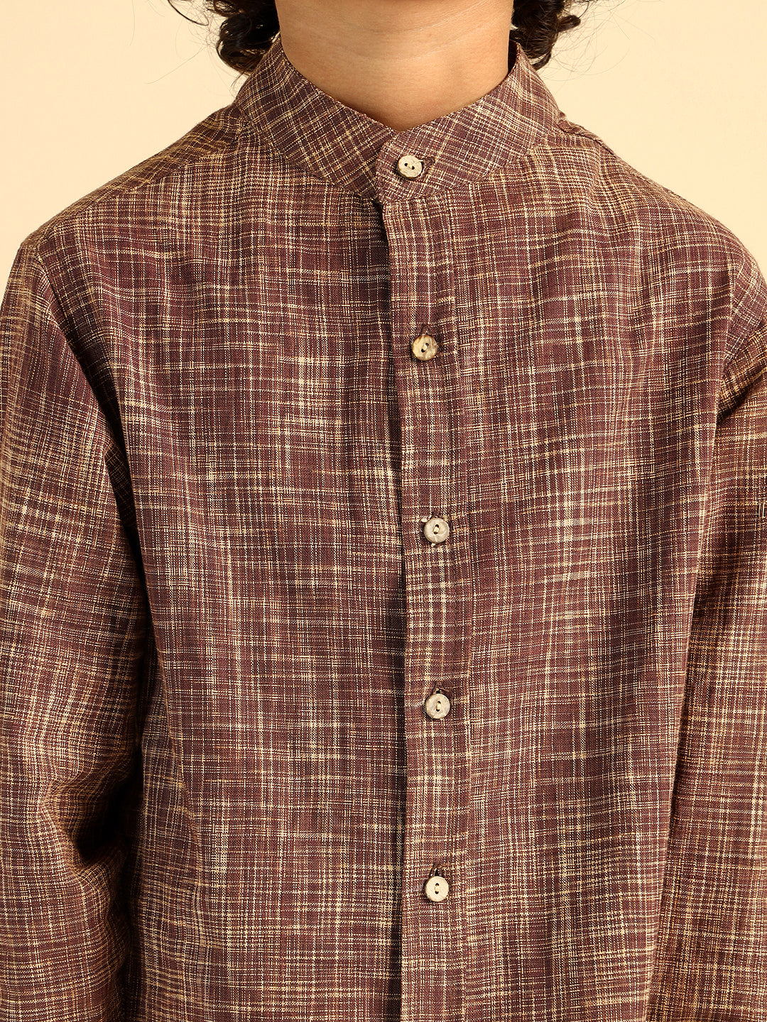 Brown Cotton Khadi Boy Co-Ord Sets