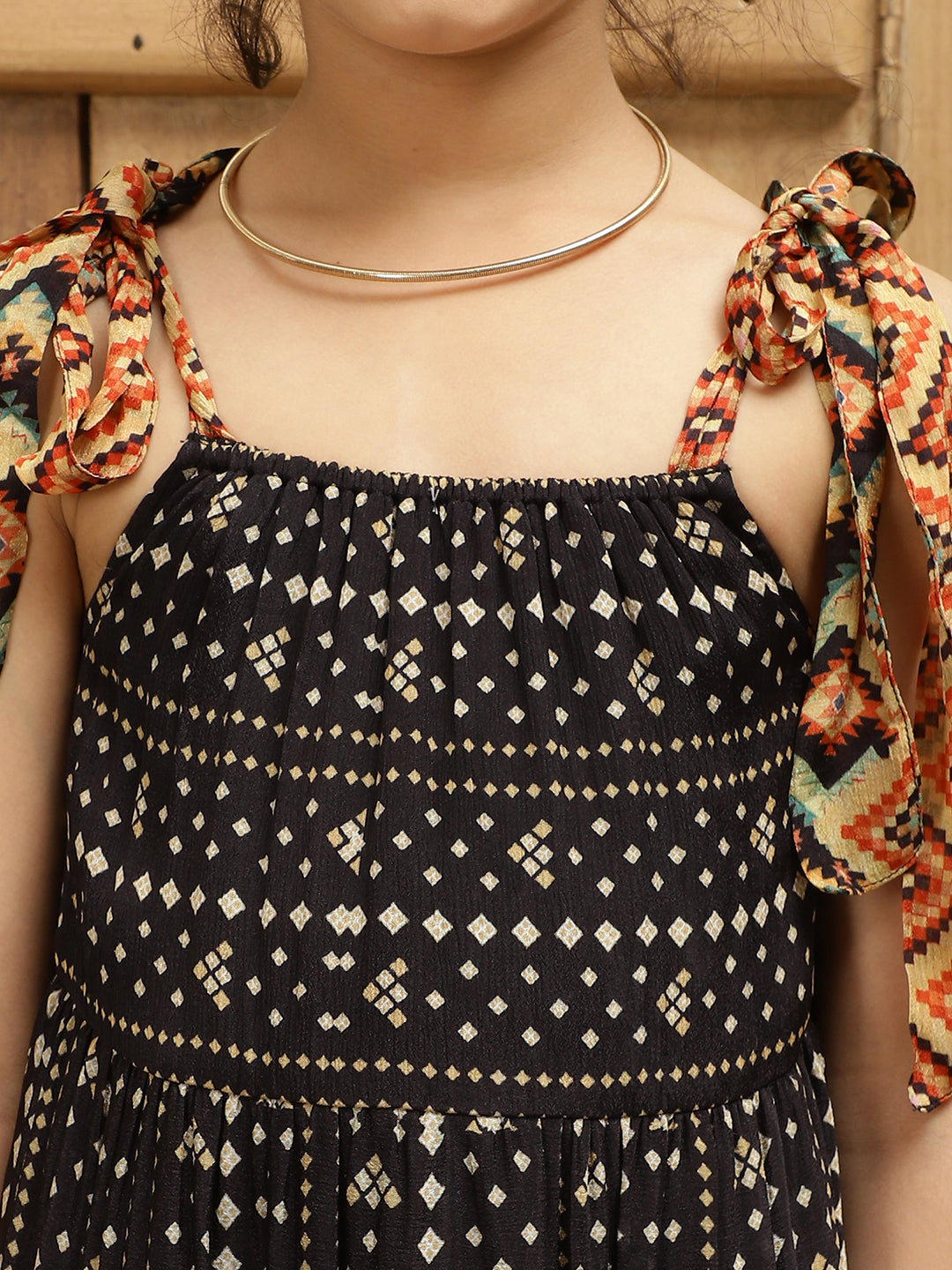 Bhandhani Print Pure Georgette Tiered Dress