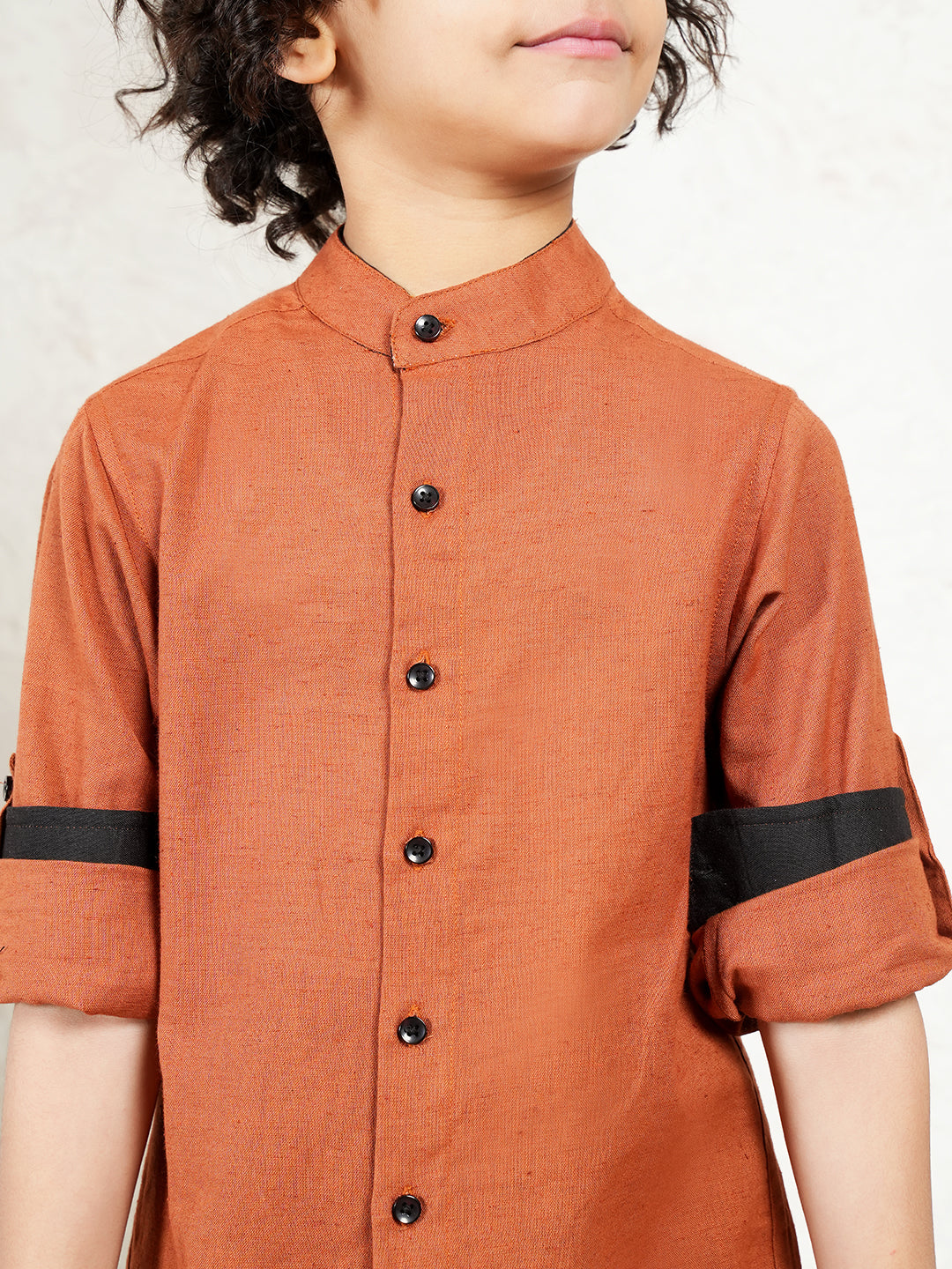 Tan Brown Pure Cotton Flex Co-Ord Set For Boys