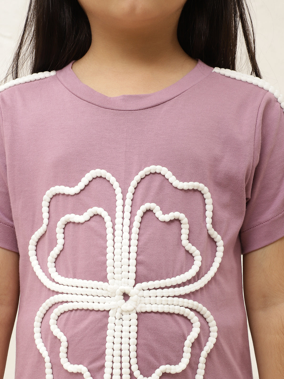 Lavender Pure Cotton Knit T-Shirt & Pants Co-Ord Set