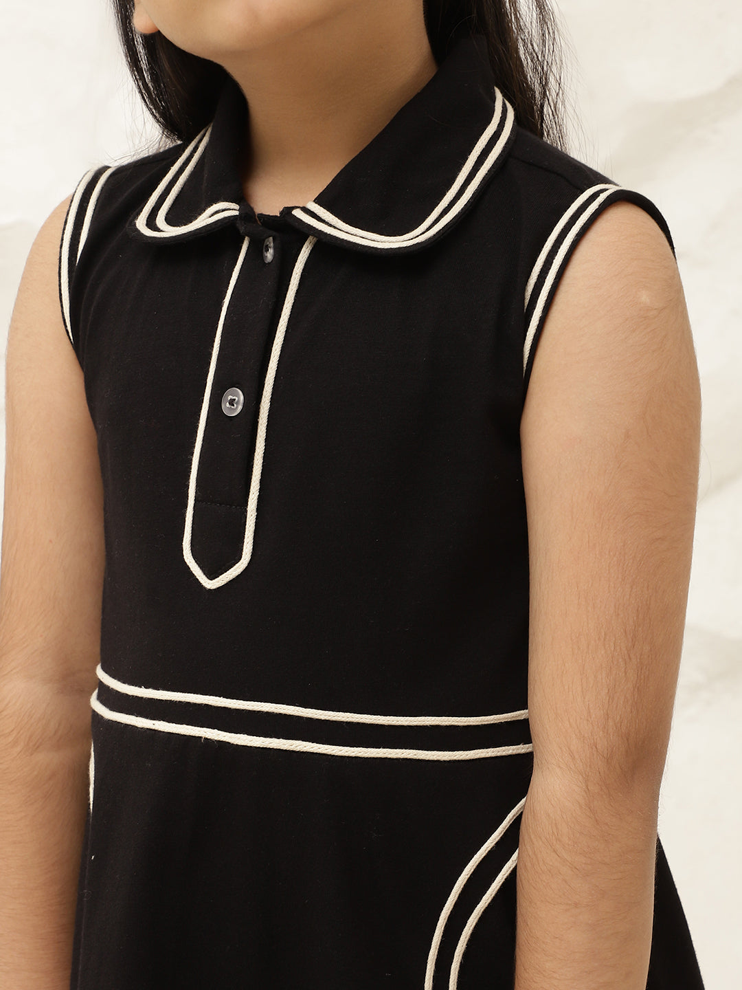 Black Pure Cotton Knit Knee Length Dress