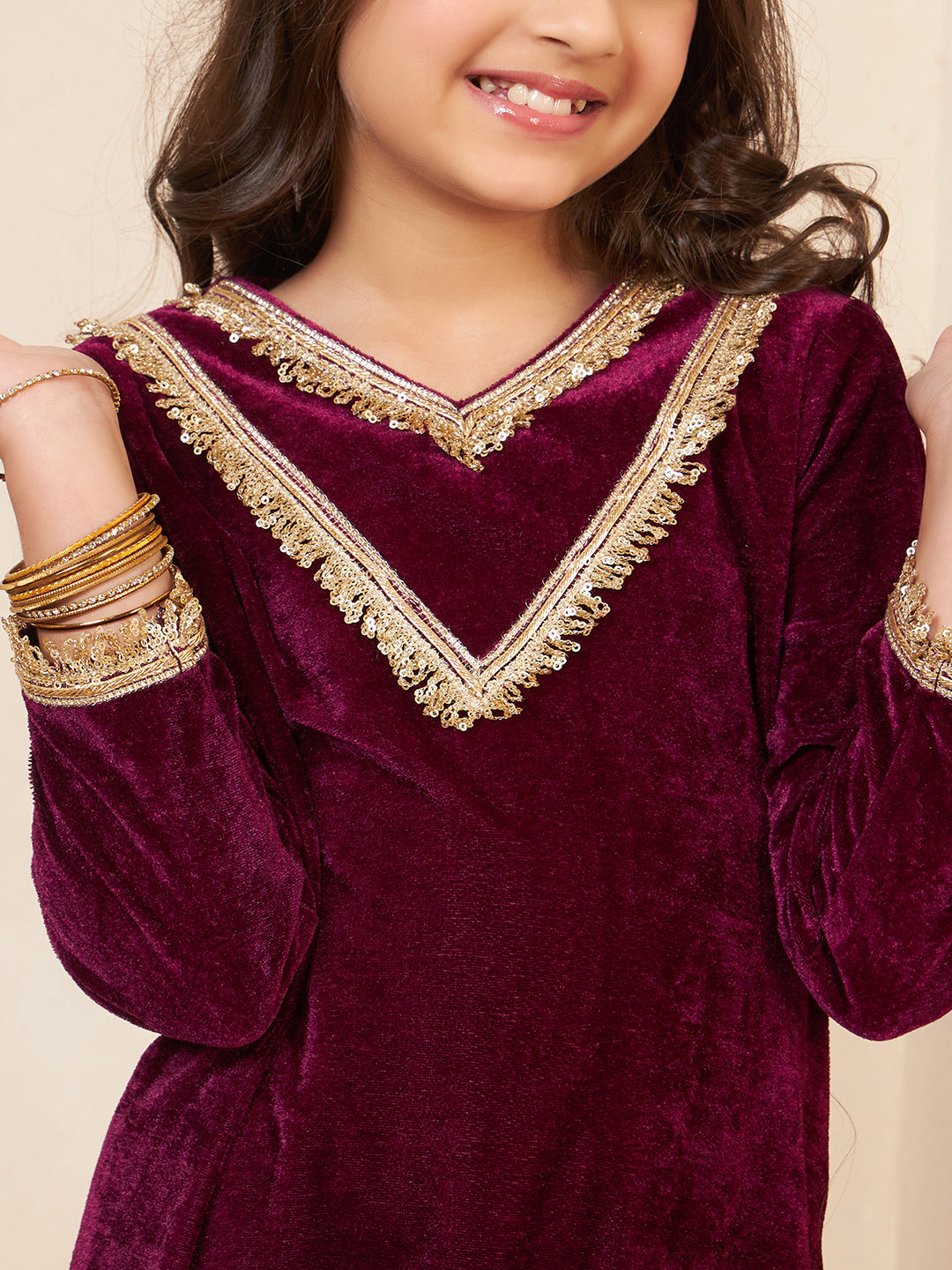 Wine Velvet 3 Pieces Co-Ord Set