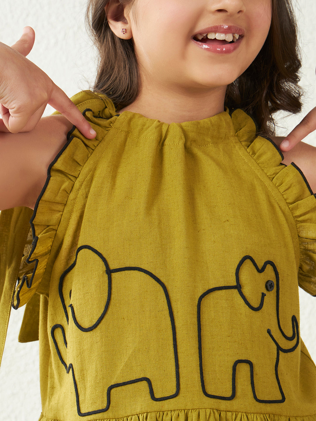 Olive Green Cotton Flex Halter Neck Top & Shorts