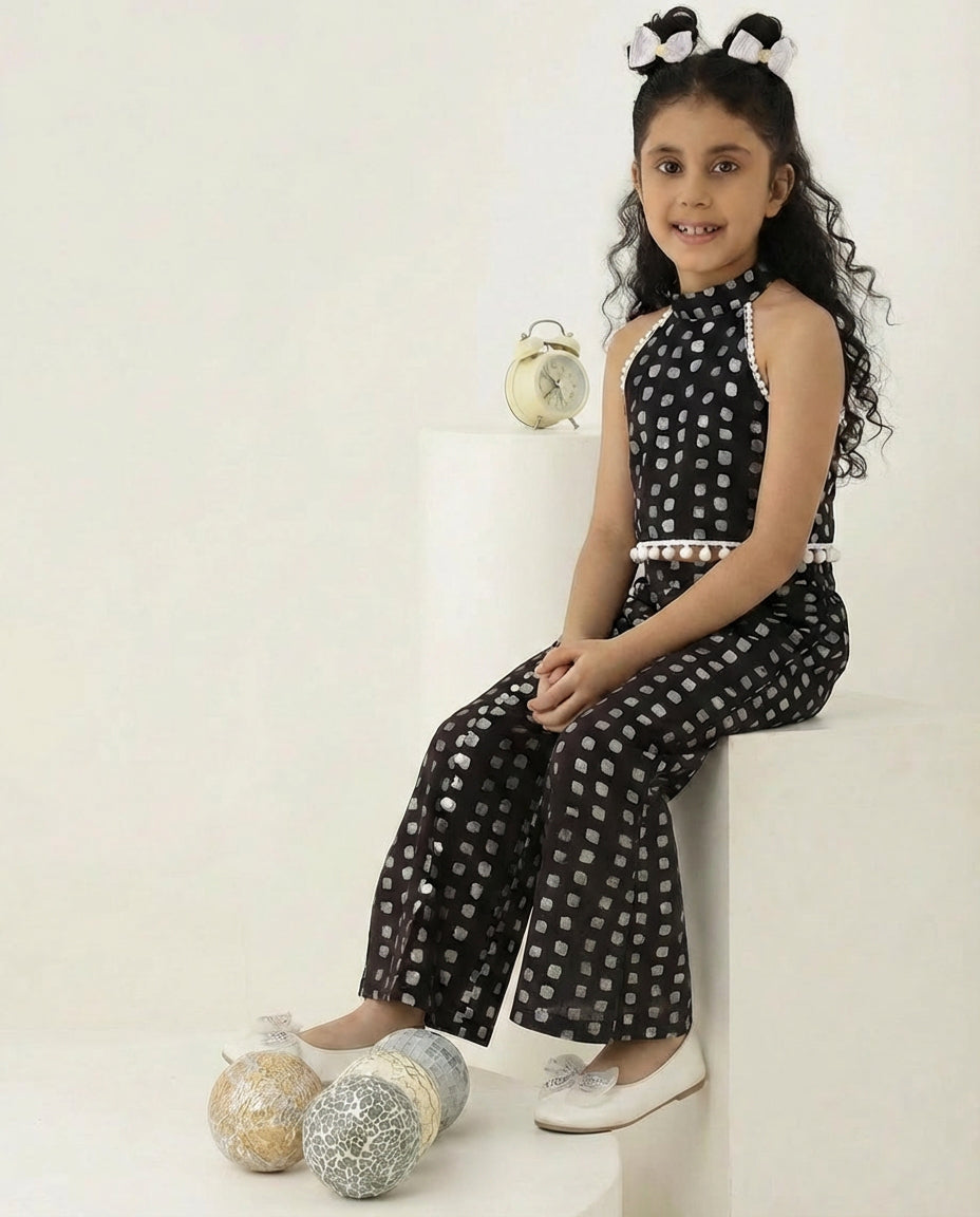 Polka Dots Halter Neck Top With Pants