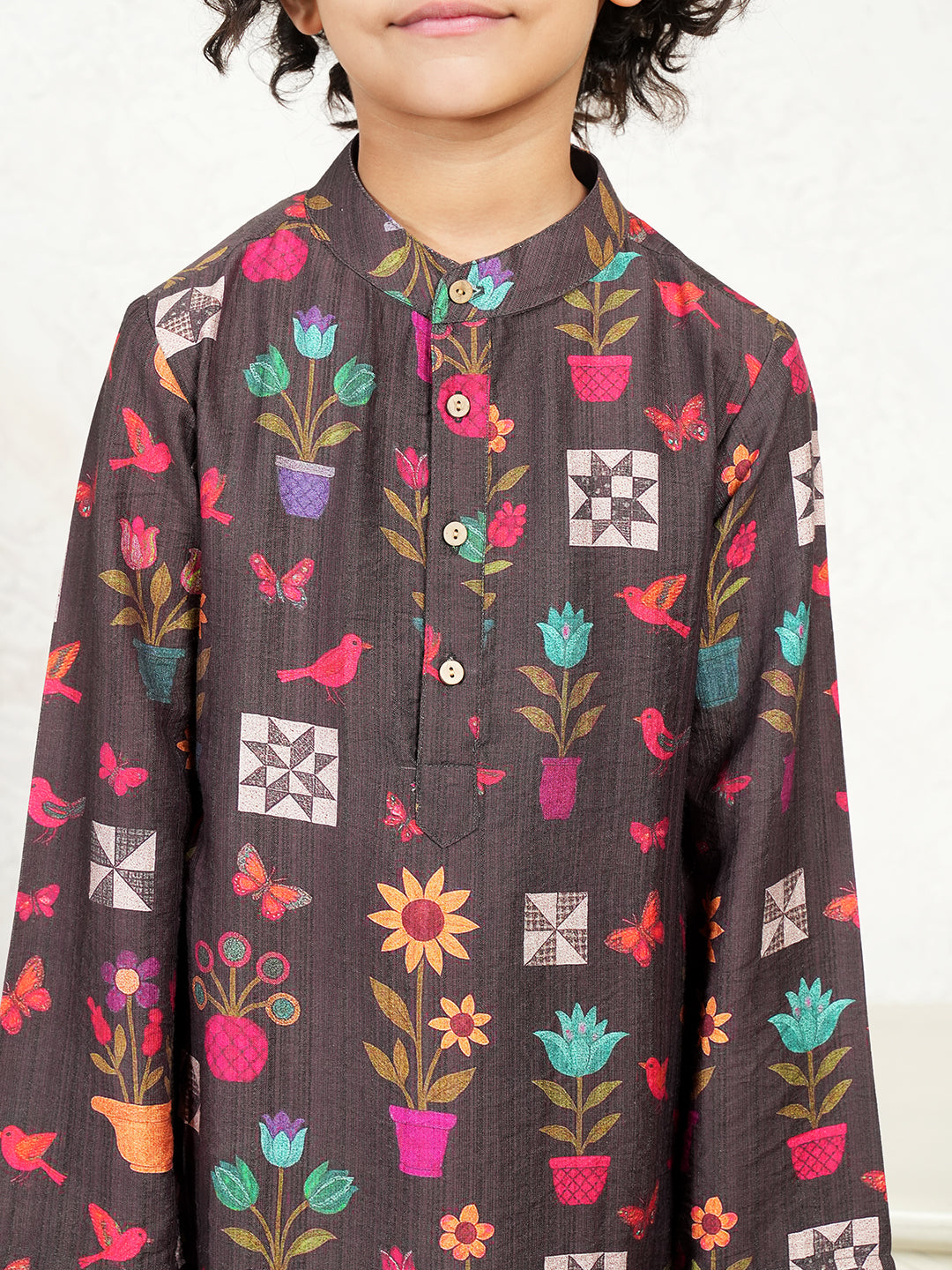 Floral Print Kurta For Boys