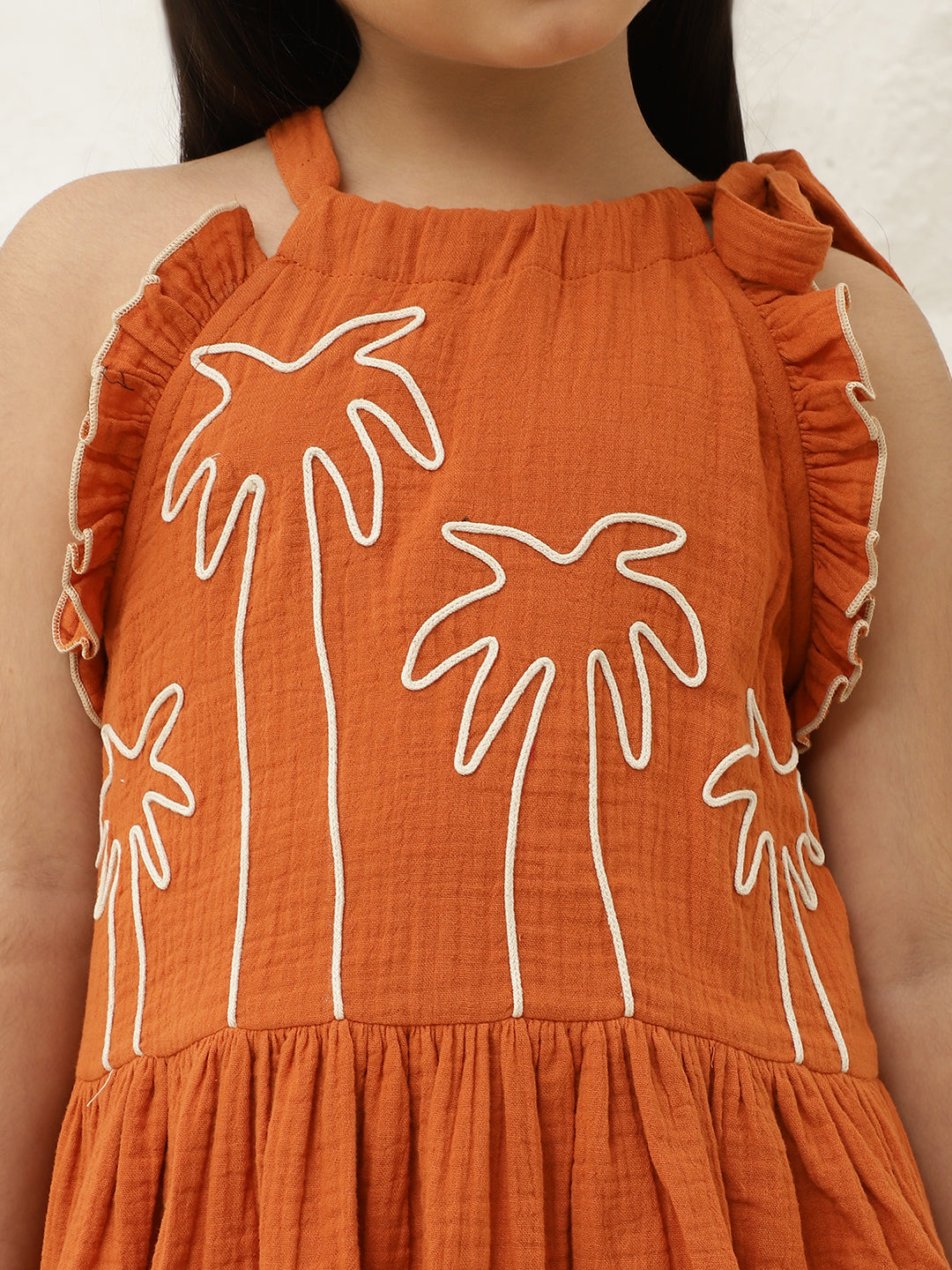 Tan Brown Pure Cotton Halter Neck Peplum Top & Shorts