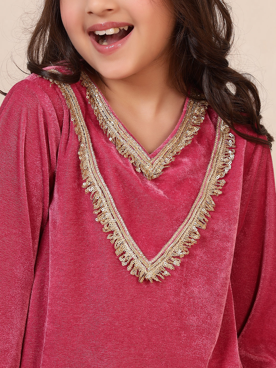 Pink Velvet 3 Pieces Co-Ord Set