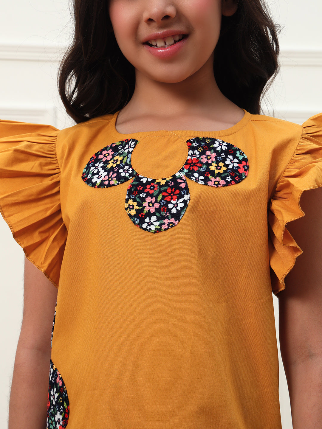 Mustard Floral Patch Dress