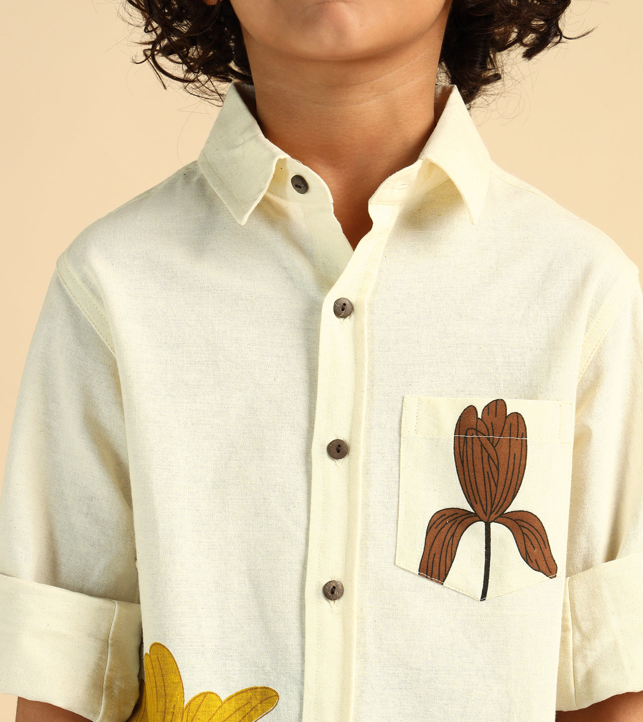Placement Print Pure Cotton Casual Shirt For Boys