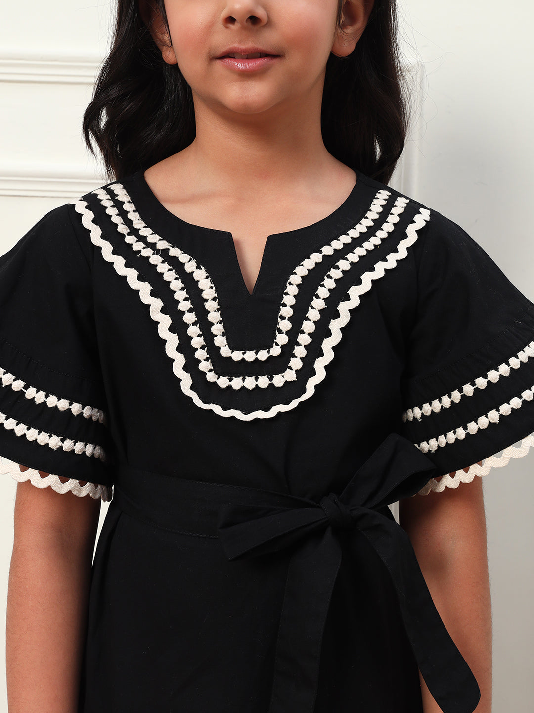 Black Cotton Knee Length Dress