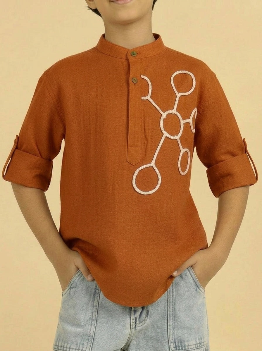 TAN BROWN COLOUR SHORT KURTA FOR BOYS