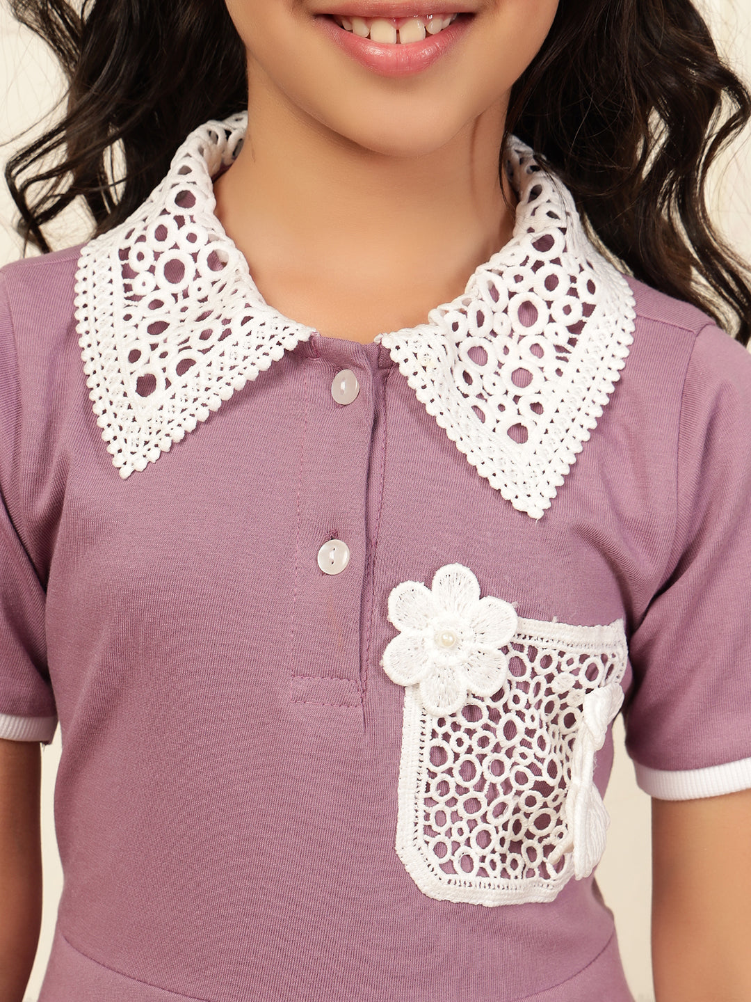 Polo Collar Lavender T-Shirt Dress