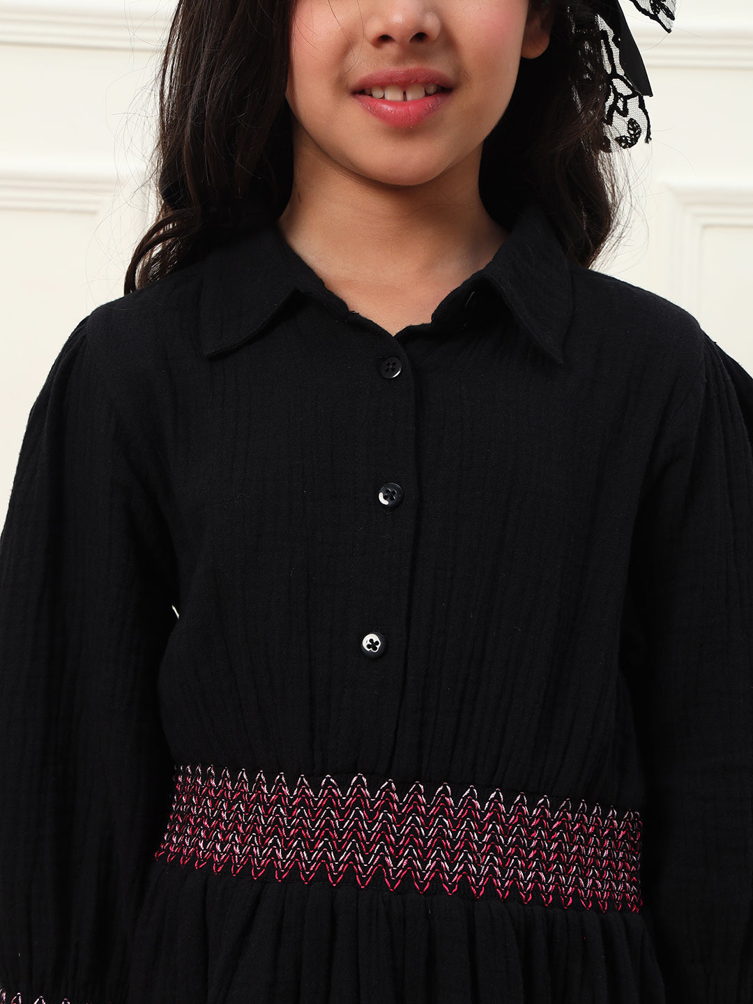 Shirt Style Smocking tiered Dress