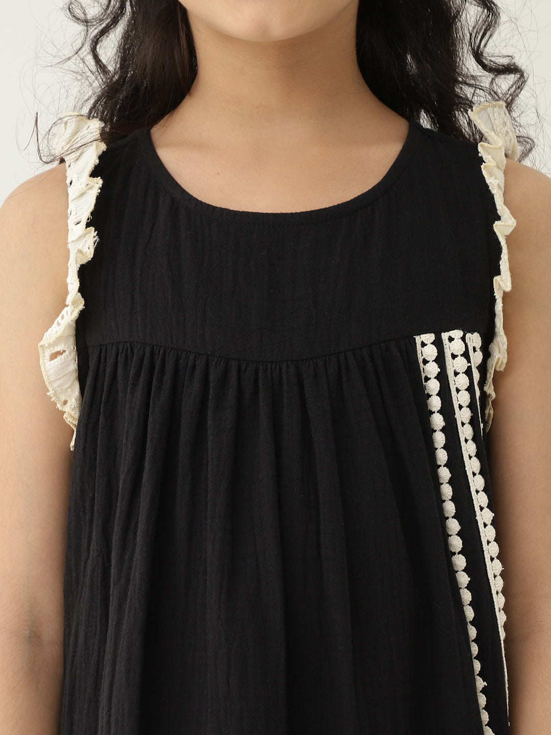 Pure Cotton Schiffli Tiered Dress