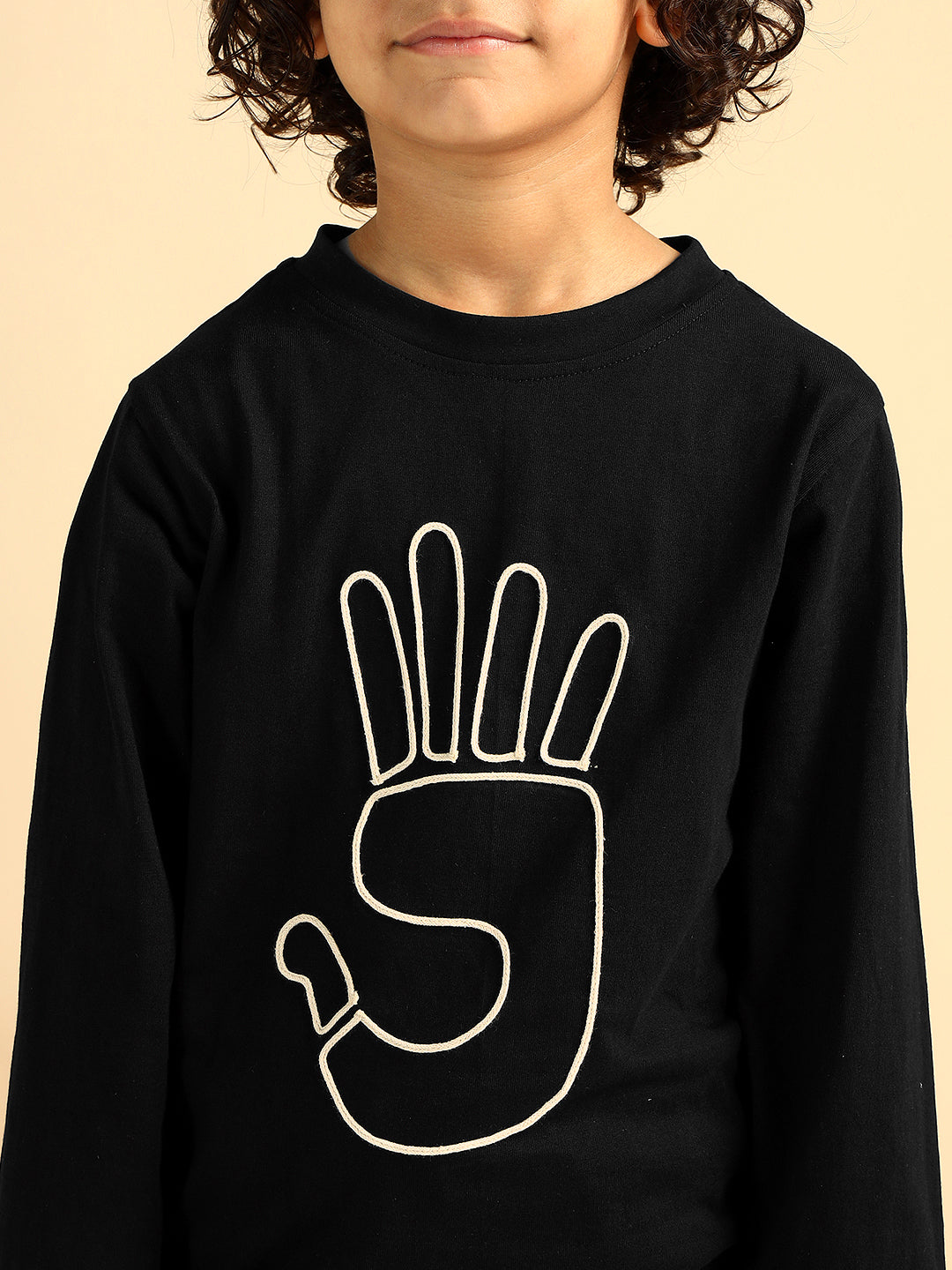 Black Pure Cotton Embroidered Co-Ord Set For Boys