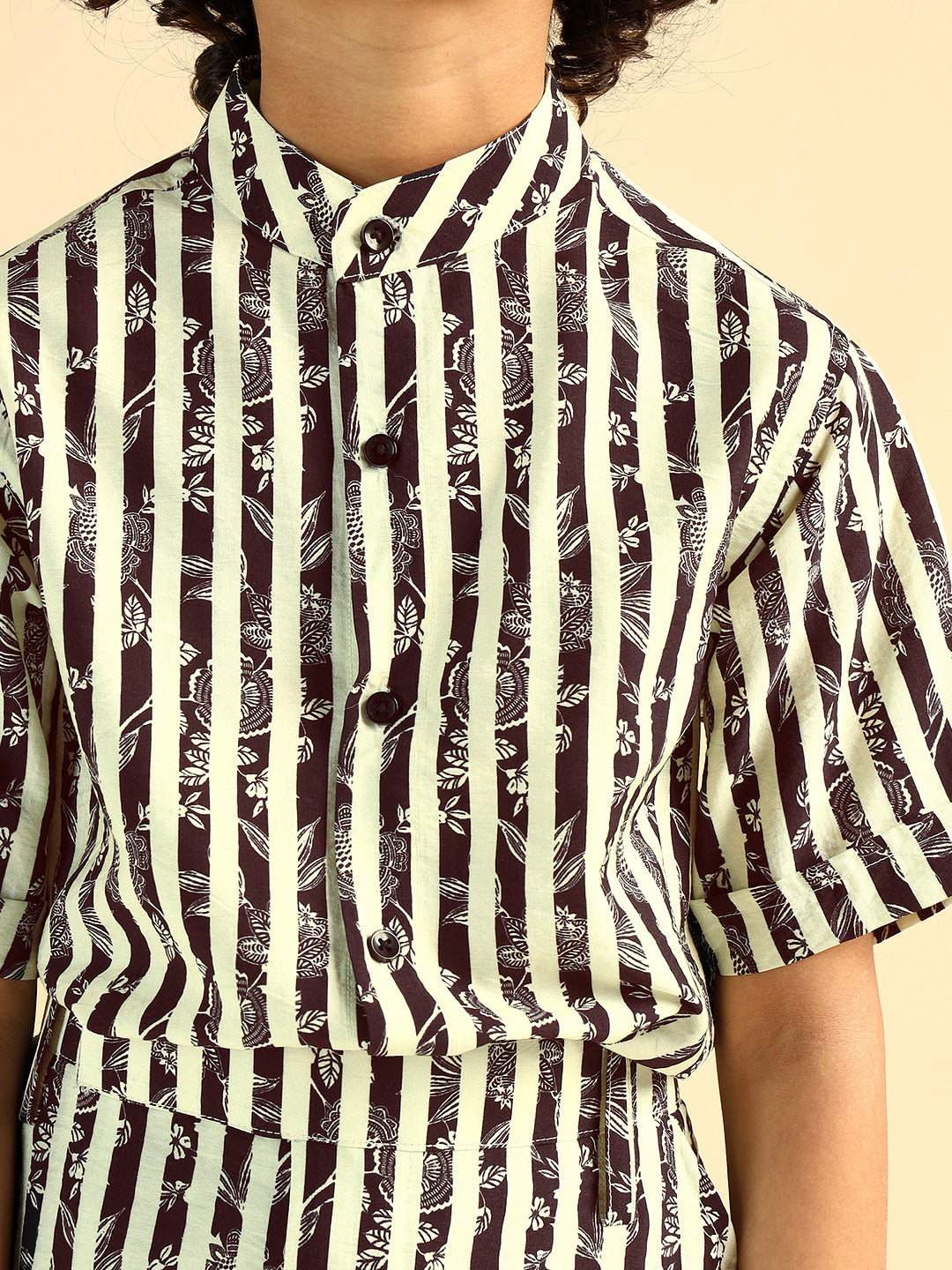 Black Striped Shirt With Short Boys Co-Ord Set