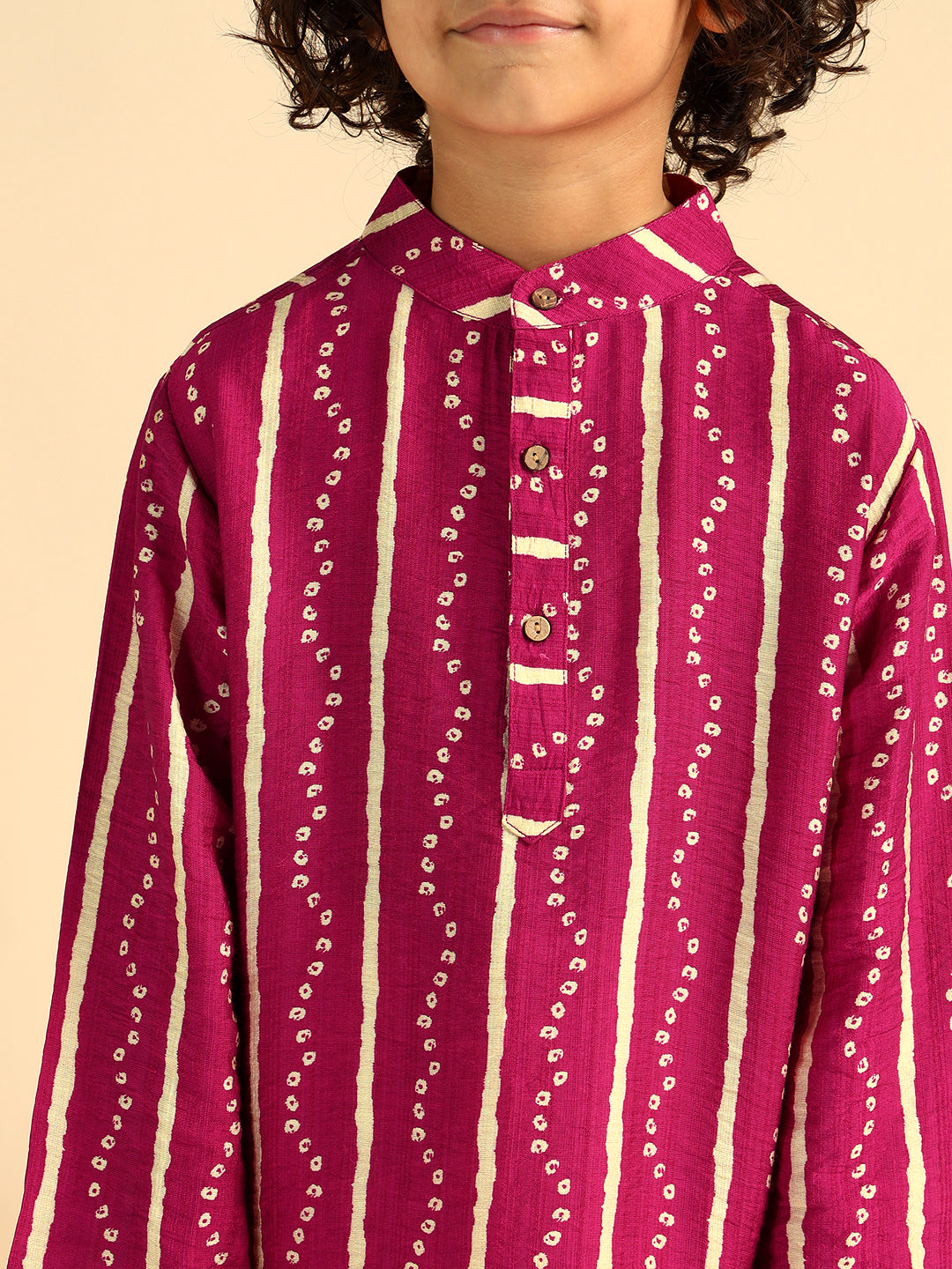Bhandhani Print Knee Length Kurta For Boys