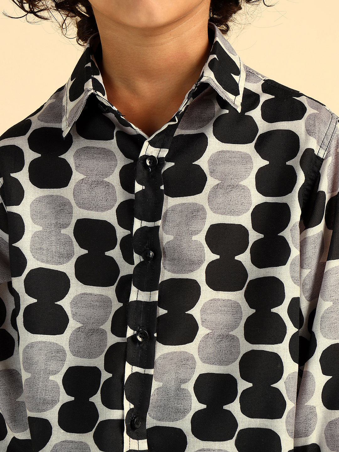 Polka Print Pure Cotton Shirt For Boys