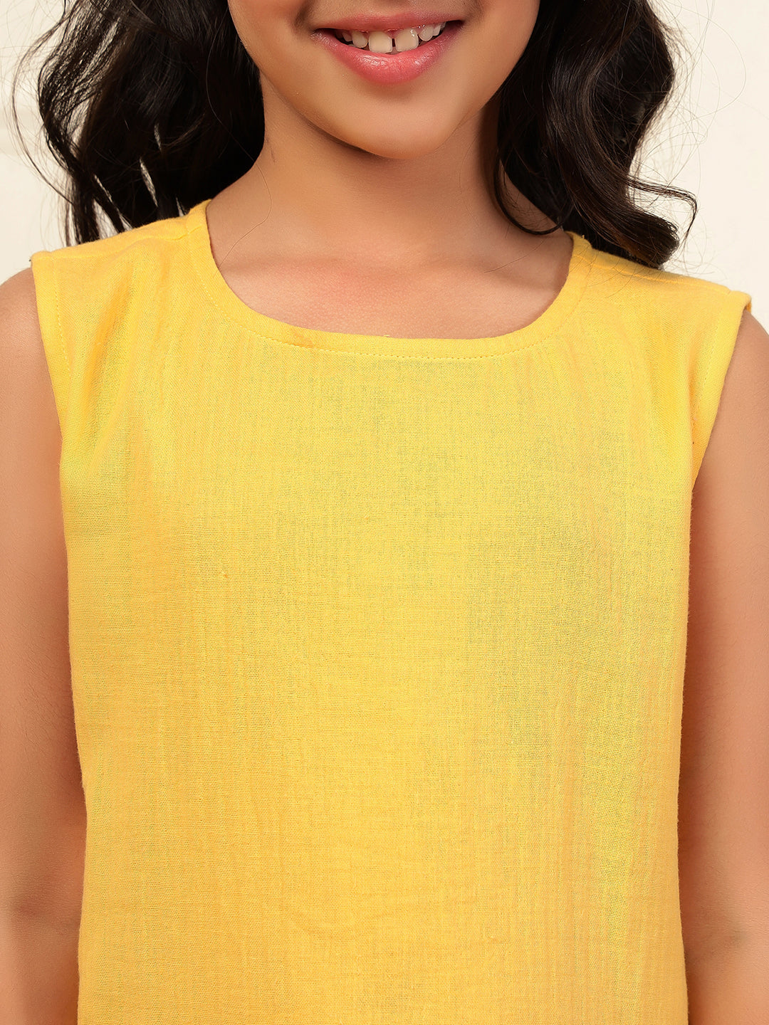 Playful Bunny Lemon Yellow Cotton Gauze Dress