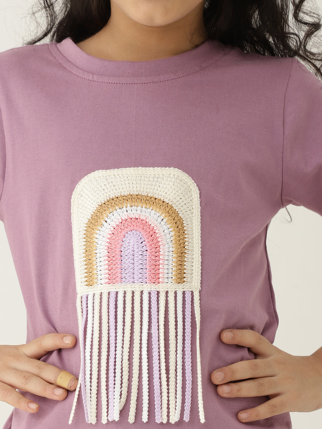 Pure Cotton Knit Rainbow Patch T-Shirt