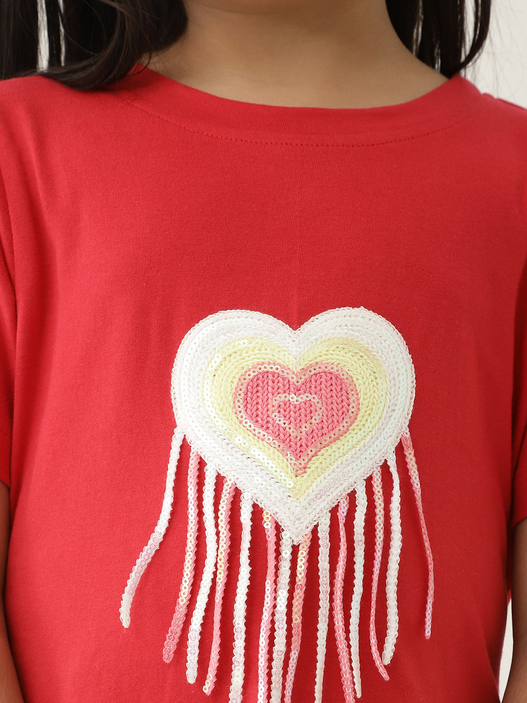 Pure Cotton Knit Heart Patch T-Shirt