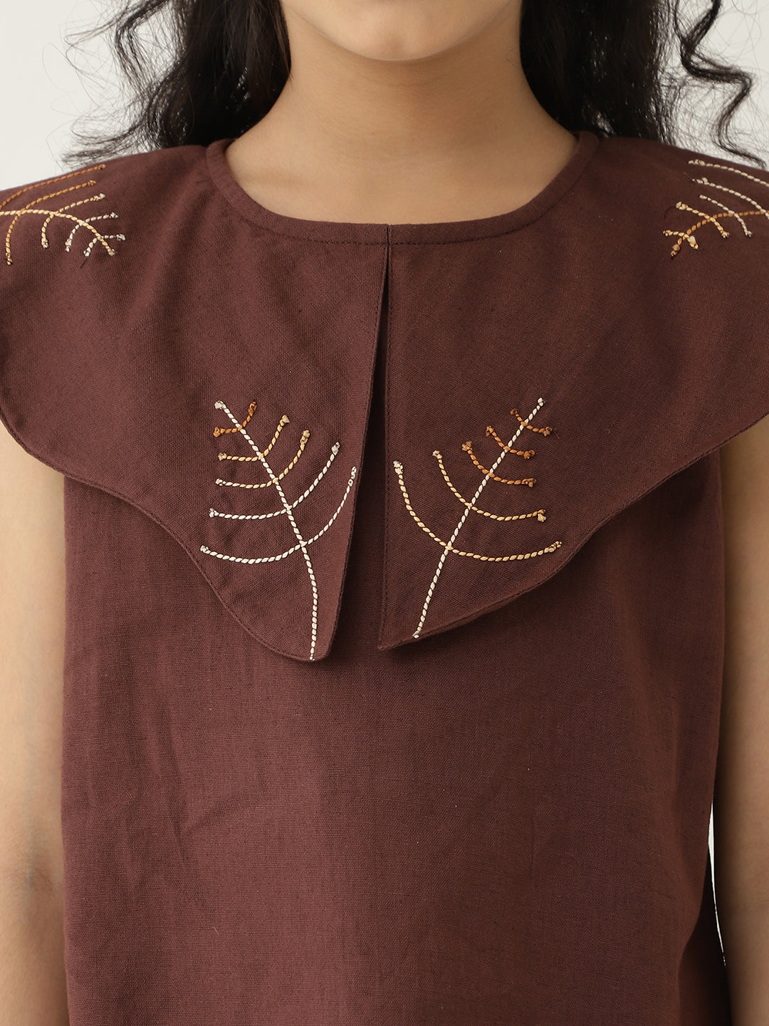 Thread Work Pure Cotton Scalloped Collar Co-Ord Set