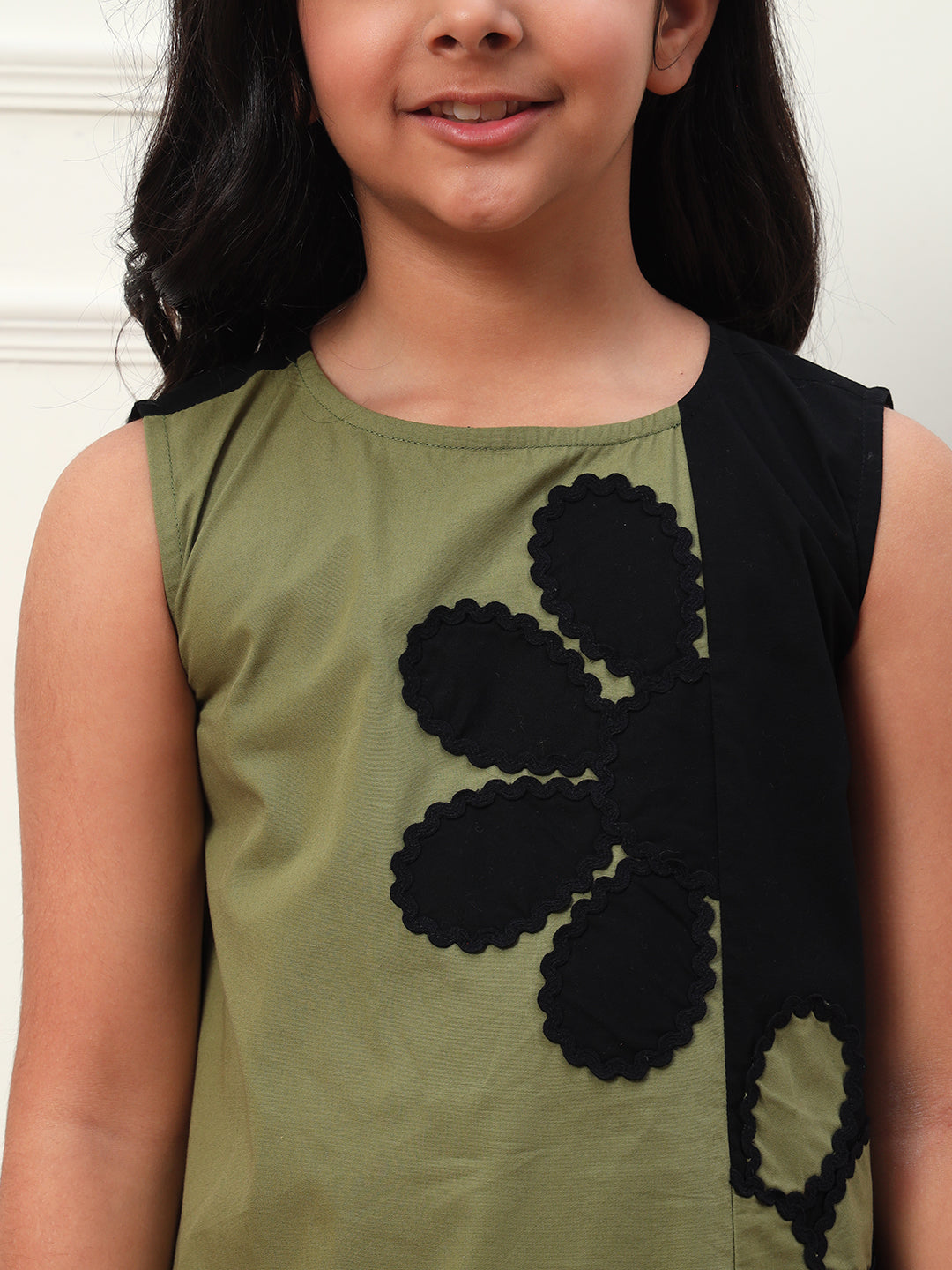 Sea Green & Black Fun Patch Dress