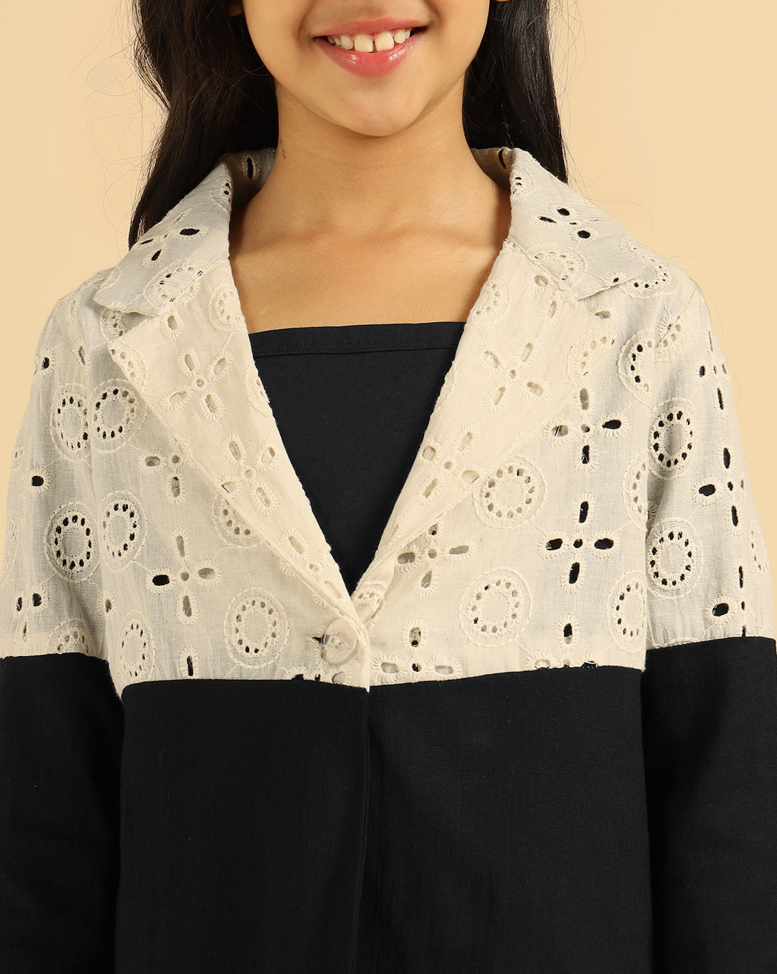 Notch Collar Blazer With Pant Girls Co-Ord Set