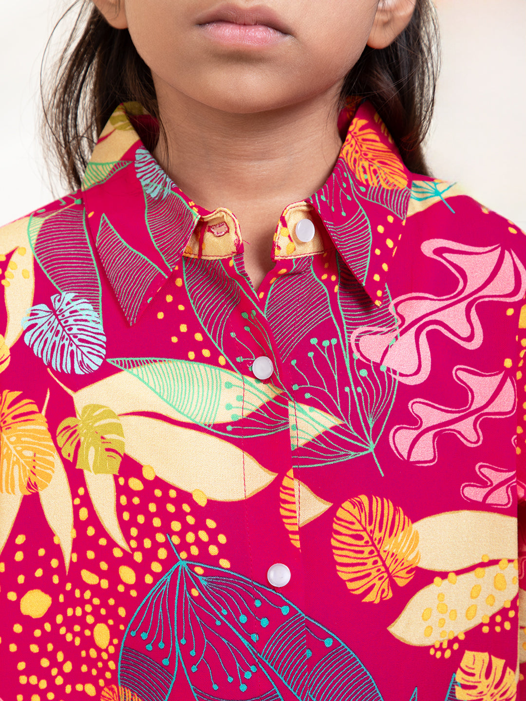 Tropical Print Shirt Dress