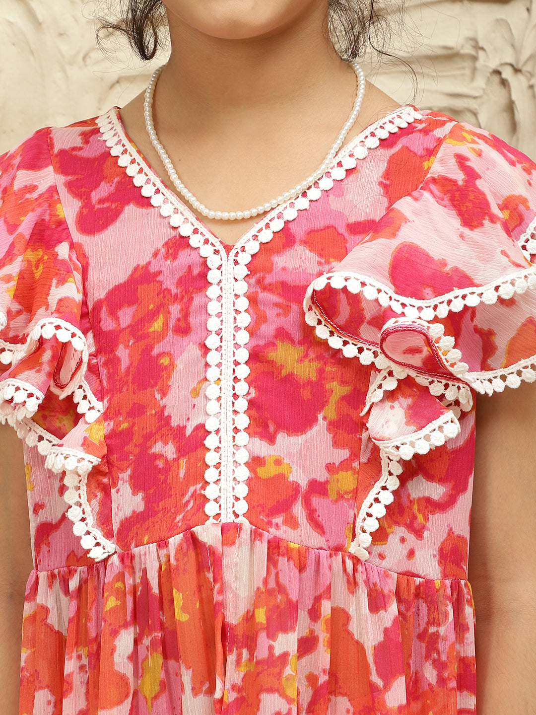 Long Slit Pure Chiffon Top With Sharara