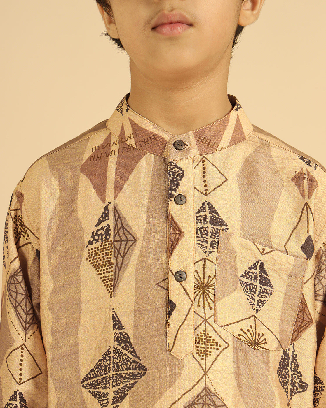 Geometric Printed Kurta With Pant Boys Co-Ord Set