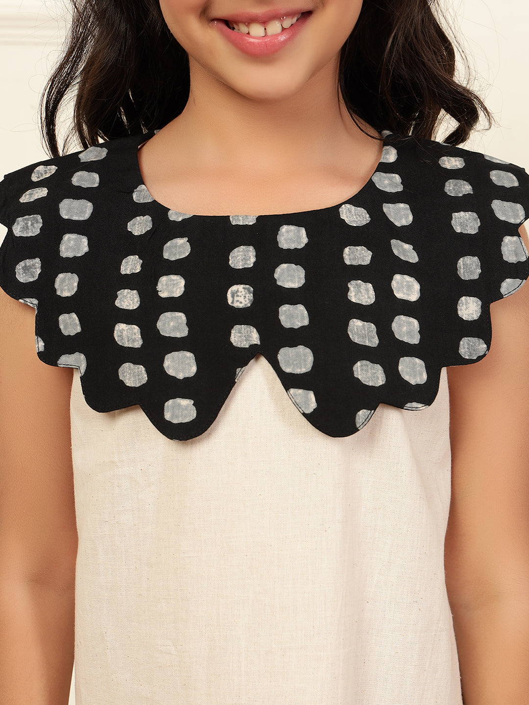 Scalloped Printed Collar A-Line Dress