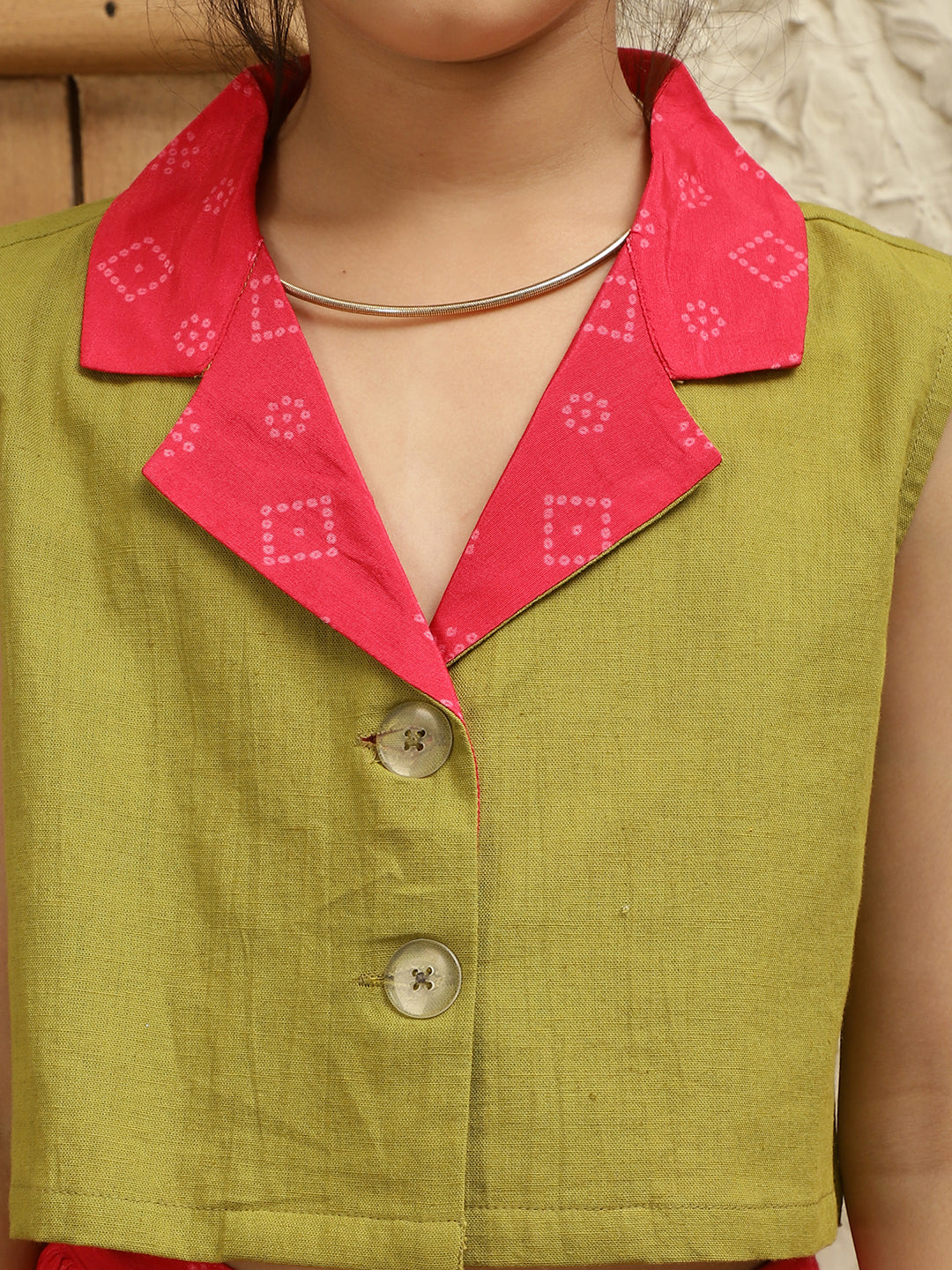 Solid Blazer With Printed Lehenga Set