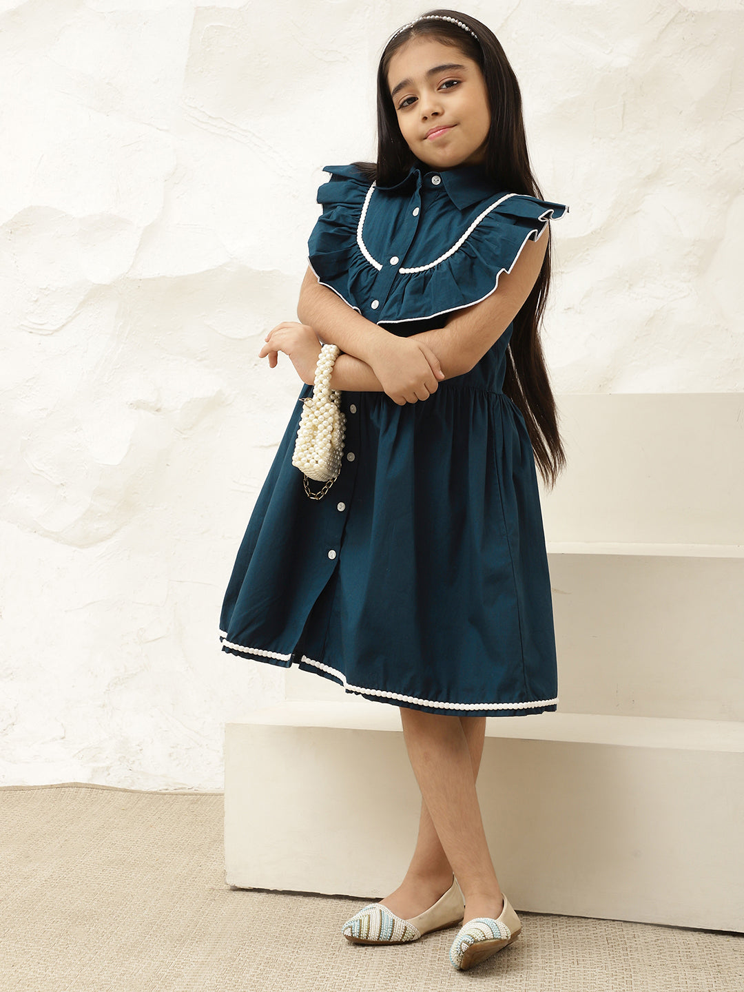 Pure Cotton Frill Yoke Shirt Dress