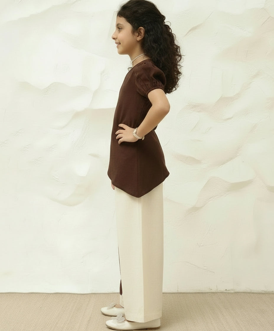 one shoulder top with palazzo pant girl Co-ord sets