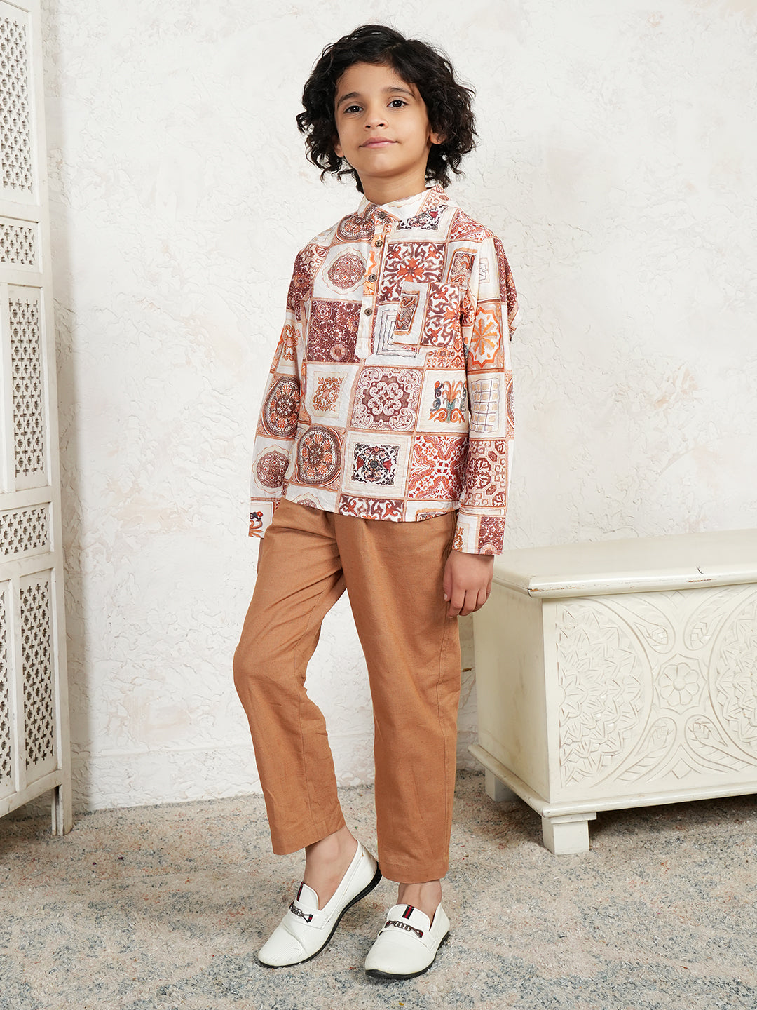 Patch Prnt Kurta For Boys
